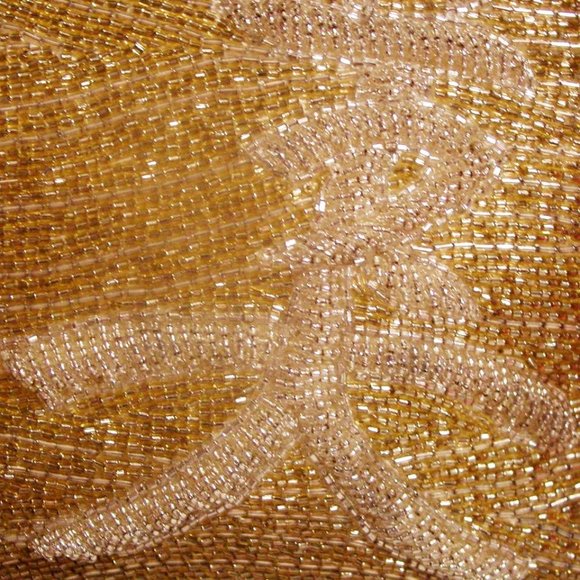 Vintage GENIE Gold Bugle Bead Asian Evening Bag Clutch 8" - Picture 2 of 10